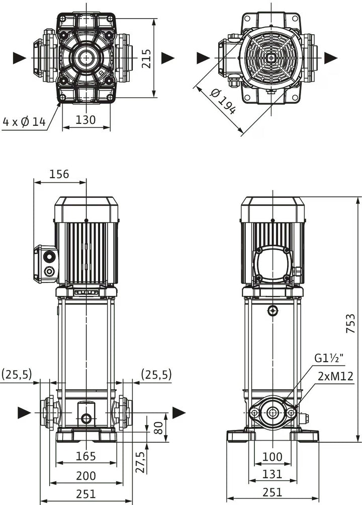 WILO Hochdruck-Kreiselpumpe Medana CV1-L.1009-1/E/E/16O Art. 4240529
