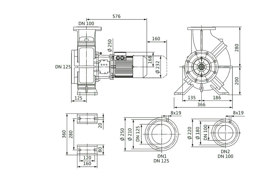 WILO Einstufige Trockenläufer-Kreiselpumpe Atmos GIGA-B 100/160-4/4 Art. 2213926