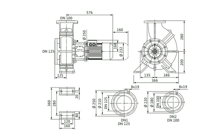 WILO Einstufige Trockenläufer-Kreiselpumpe Atmos GIGA-B 100/160-4/4 Art. 2213926