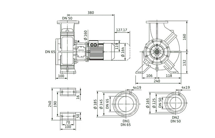 WILO Einstufige Trockenläufer-Kreiselpumpe Atmos GIGA-B 50/95-0,37/4 Art. 9126719