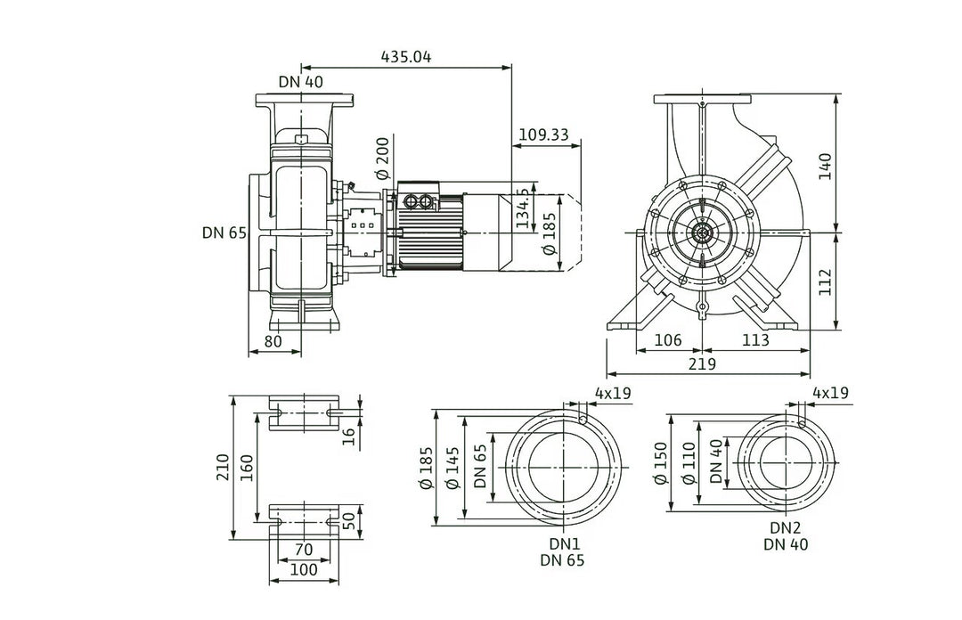 WILO Einstufige Trockenläufer-Kreiselpumpe Atmos GIGA-B 40/125-0,75/4 Art. 9126711