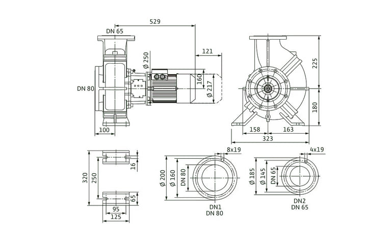 WILO Einstufige Trockenläufer-Kreiselpumpe Atmos GIGA-B 65/200-3/4 Art. 2214122