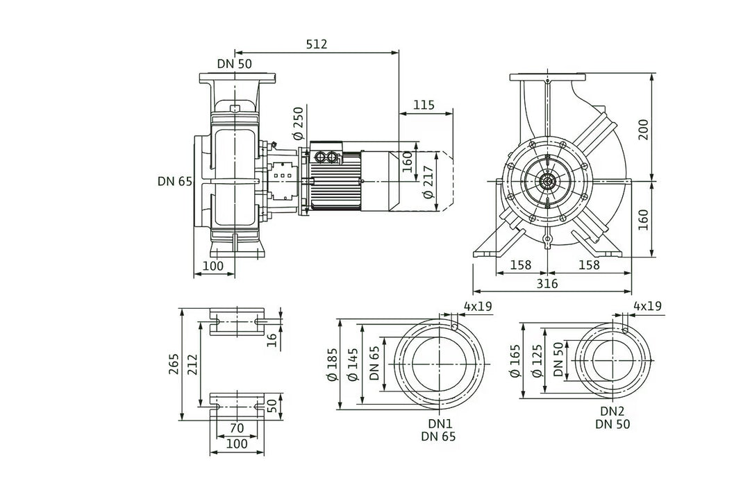WILO Einstufige Trockenläufer-Kreiselpumpe Atmos GIGA-B 50/190-2,2/4 Art. 2213873