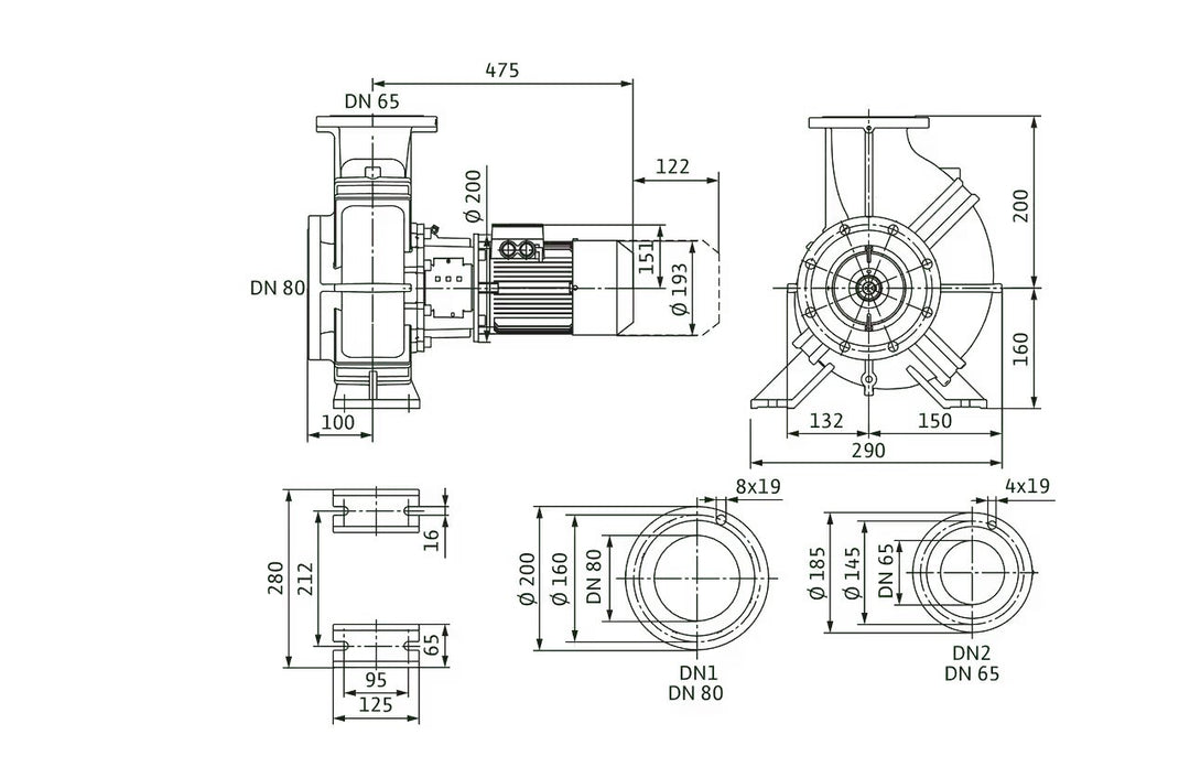 WILO Einstufige Trockenläufer-Kreiselpumpe Atmos GIGA-B 65/150-1,5/4 Art. 2213891