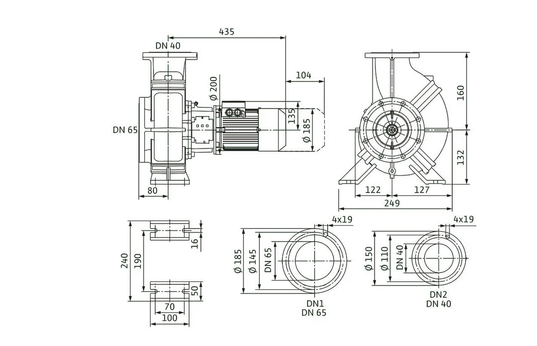 WILO Einstufige Trockenläufer-Kreiselpumpe Atmos GIGA-B 40/150-0,75/4 Art. 2213847