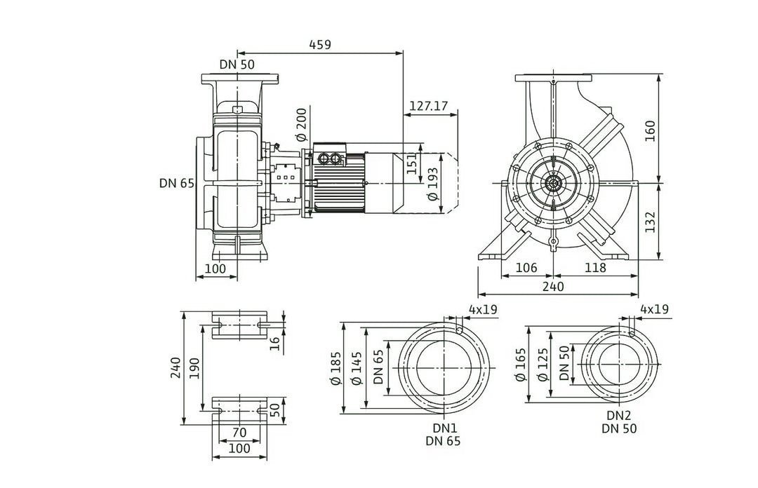 WILO Einstufige Trockenläufer-Kreiselpumpe Atmos GIGA-B 50/125-1,1/4 Art. 9126716