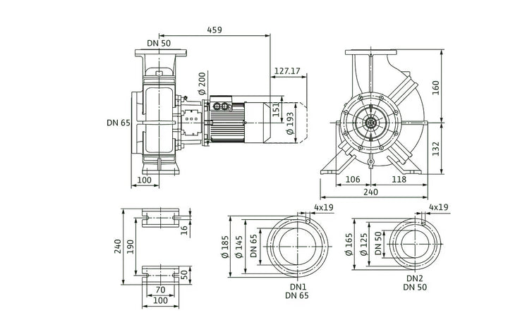 WILO Einstufige Trockenläufer-Kreiselpumpe Atmos GIGA-B 50/125-1,1/4 Art. 9126716
