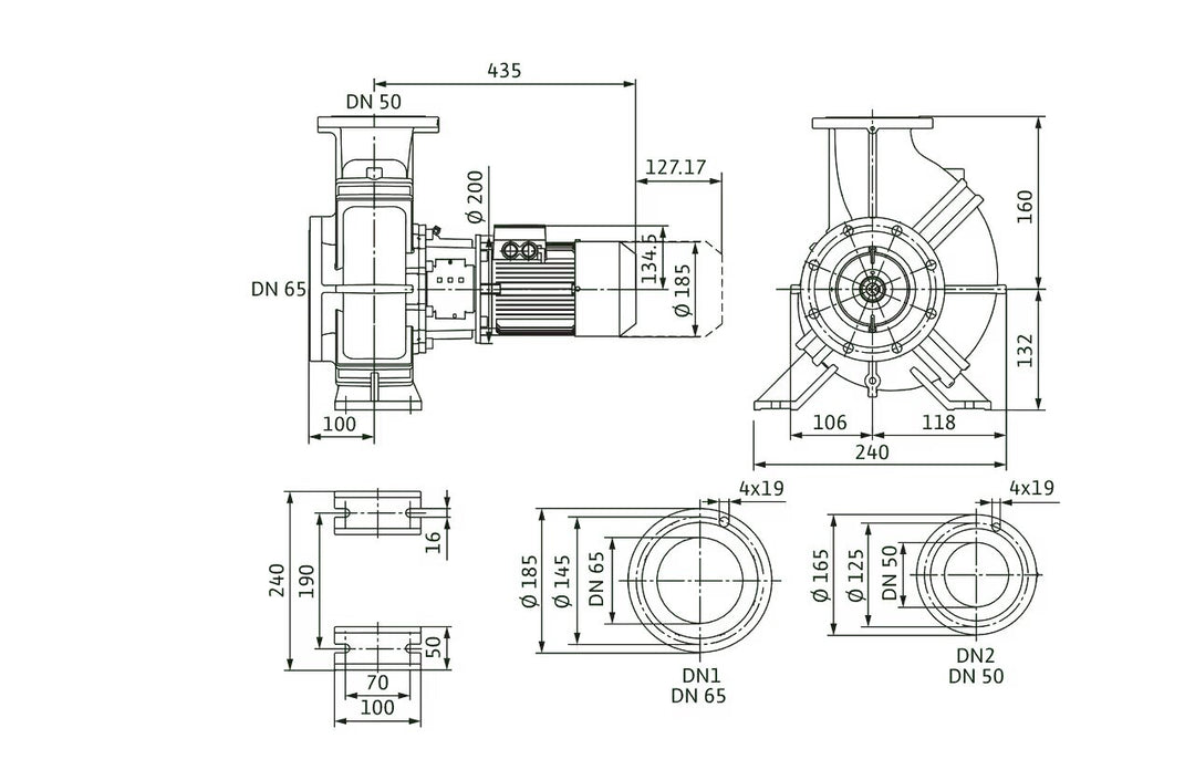 WILO Einstufige Trockenläufer-Kreiselpumpe Atmos GIGA-B 50/115-0,75/4 Art. 9126717