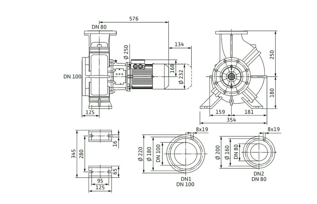WILO Einstufige Trockenläufer-Kreiselpumpe Atmos GIGA-B 80/180-4/4 Art. 2213916