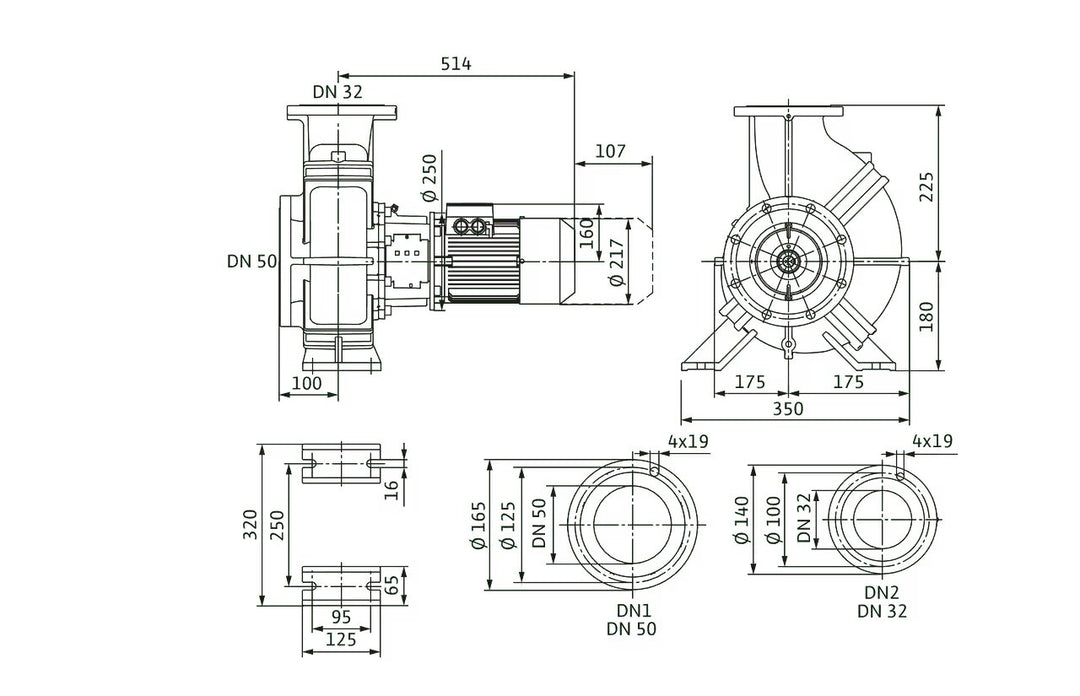 WILO Einstufige Trockenläufer-Kreiselpumpe Atmos GIGA-B 32/250-2,2/4 Art. 2214149