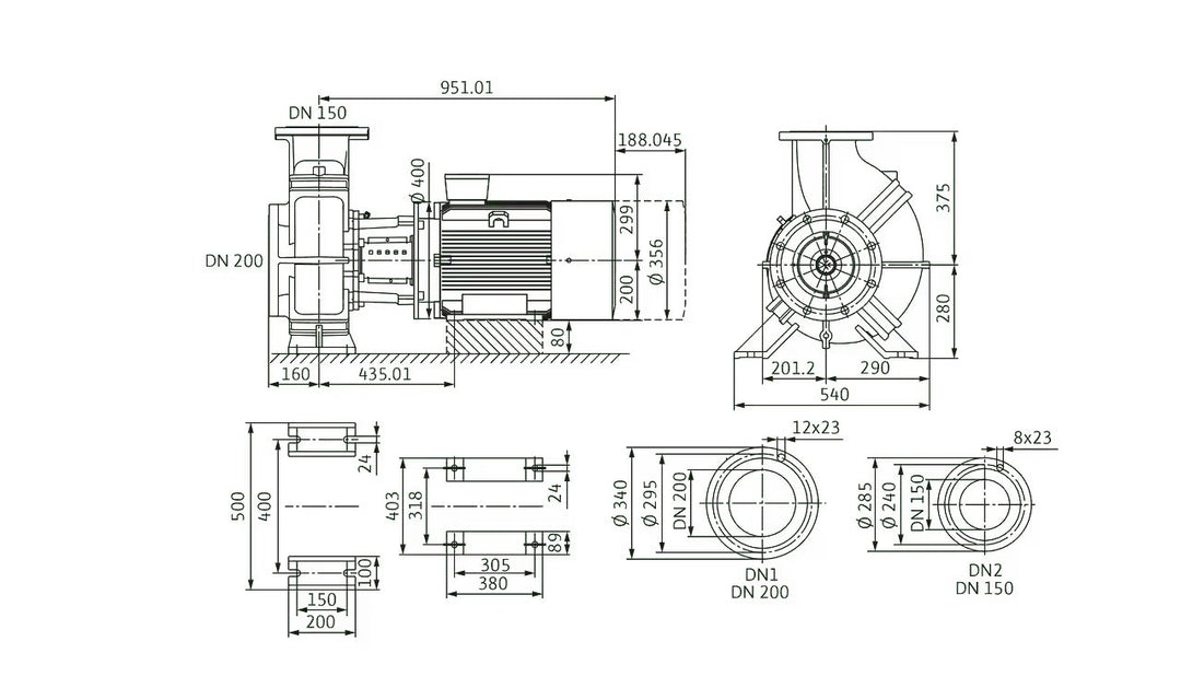WILO Einstufige Trockenläufer-Kreiselpumpe Atmos GIGA-B 150/250-30/4 Art. 2151502