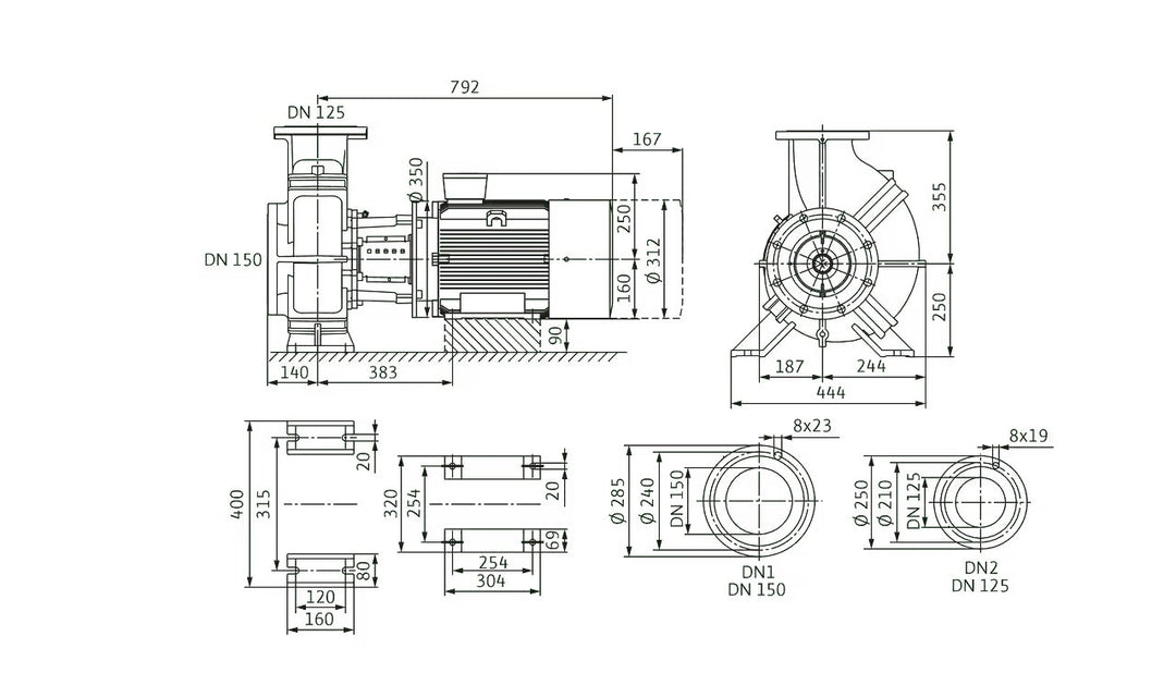 WILO Einstufige Trockenläufer-Kreiselpumpe Atmos GIGA-B 125/240-15/4 Art. 2214129