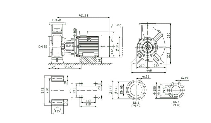 WILO Einstufige Trockenläufer-Kreiselpumpe Atmos GIGA-B 40/315-7,5/4 Art. 9140204