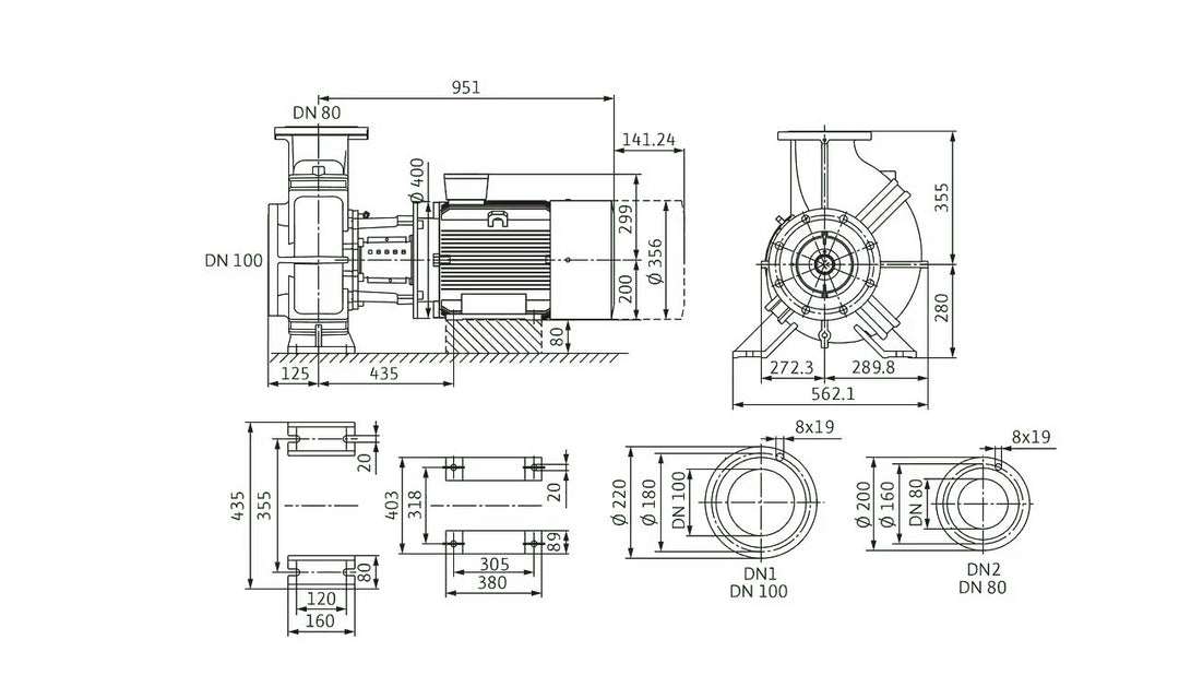 WILO Einstufige Trockenläufer-Kreiselpumpe Atmos GIGA-B 80/390-30/4 Art. 2160882