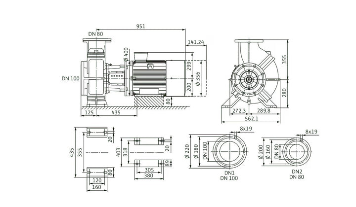 WILO Einstufige Trockenläufer-Kreiselpumpe Atmos GIGA-B 80/390-30/4 Art. 2160882