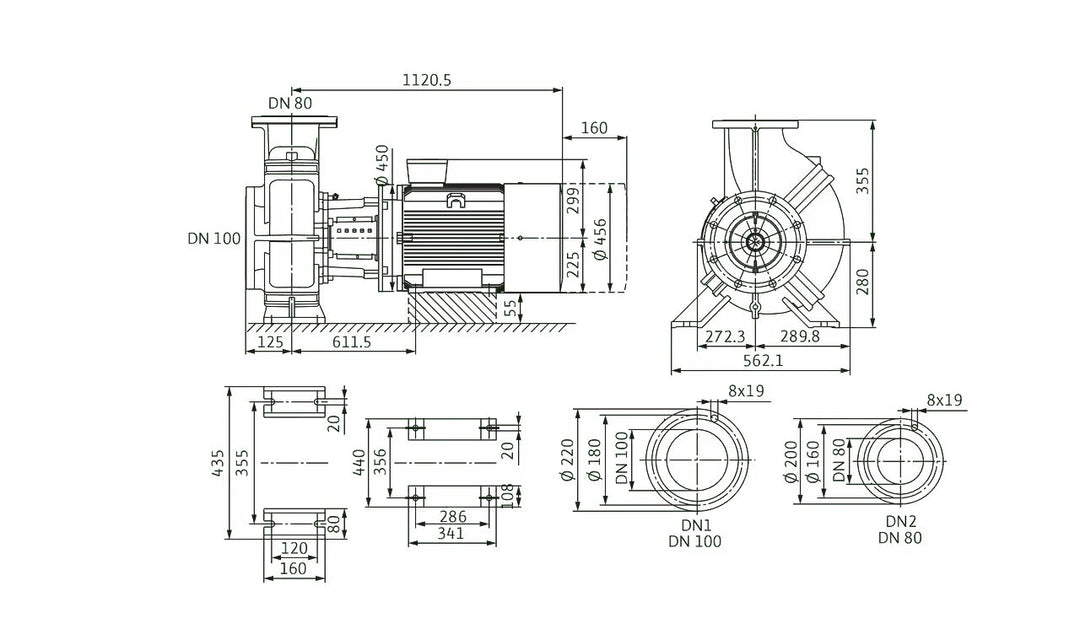 WILO Einstufige Trockenläufer-Kreiselpumpe Atmos GIGA-B 80/400-37/4-P6 Art. 9143357