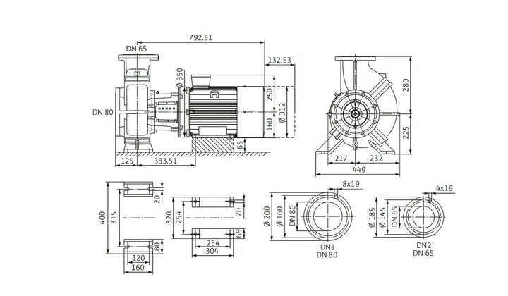 WILO Einstufige Trockenläufer-Kreiselpumpe Atmos GIGA-B 65/315-15/4 Art. 2157060