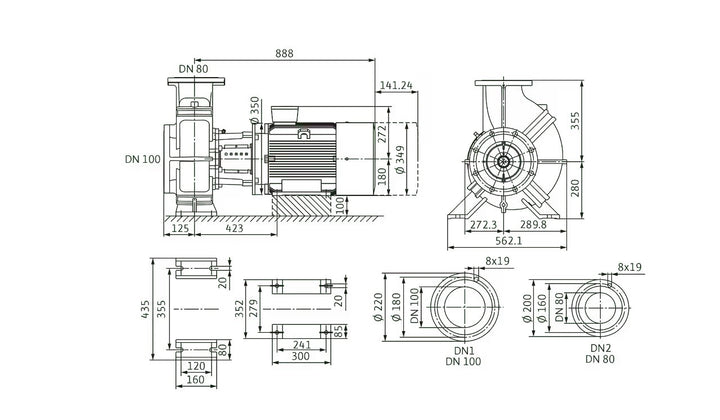 WILO Einstufige Trockenläufer-Kreiselpumpe Atmos GIGA-B 80/370-18,5/4 Art. 2160884