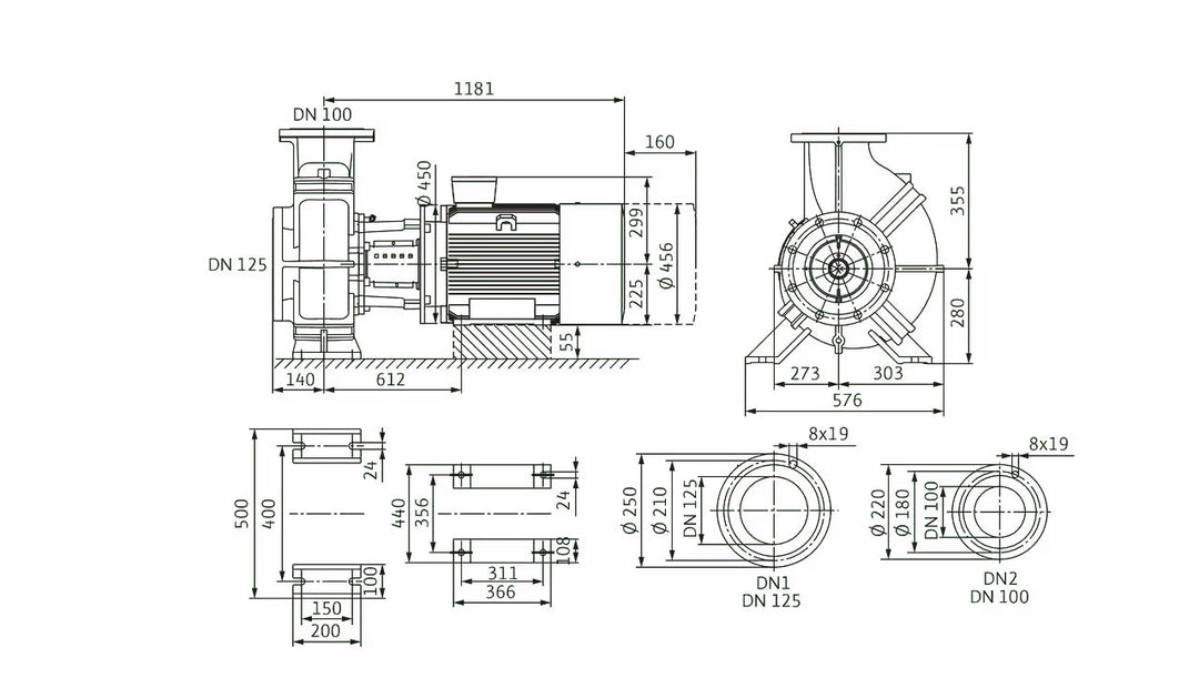 WILO Einstufige Trockenläufer-Kreiselpumpe Atmos GIGA-B 100/400-45/4-P6 Art. 2216670