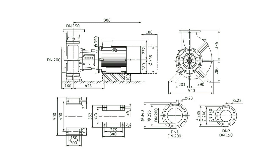 WILO Einstufige Trockenläufer-Kreiselpumpe Atmos GIGA-B 150/250-22/4 Art. 2214135