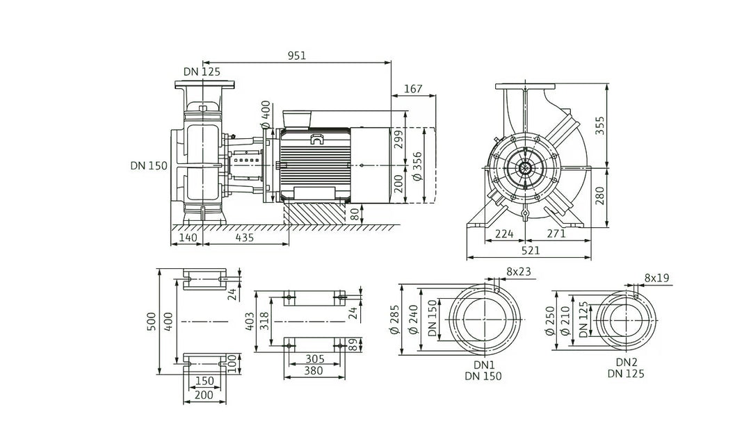 WILO Einstufige Trockenläufer-Kreiselpumpe Atmos GIGA-B 125/305-30/4 Art. 2214159
