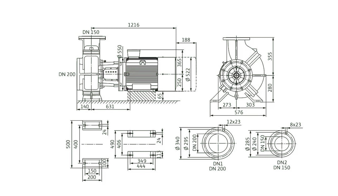 WILO Einstufige Trockenläufer-Kreiselpumpe Atmos GIGA-B 150/380-55/4-P6 Art. 2214172