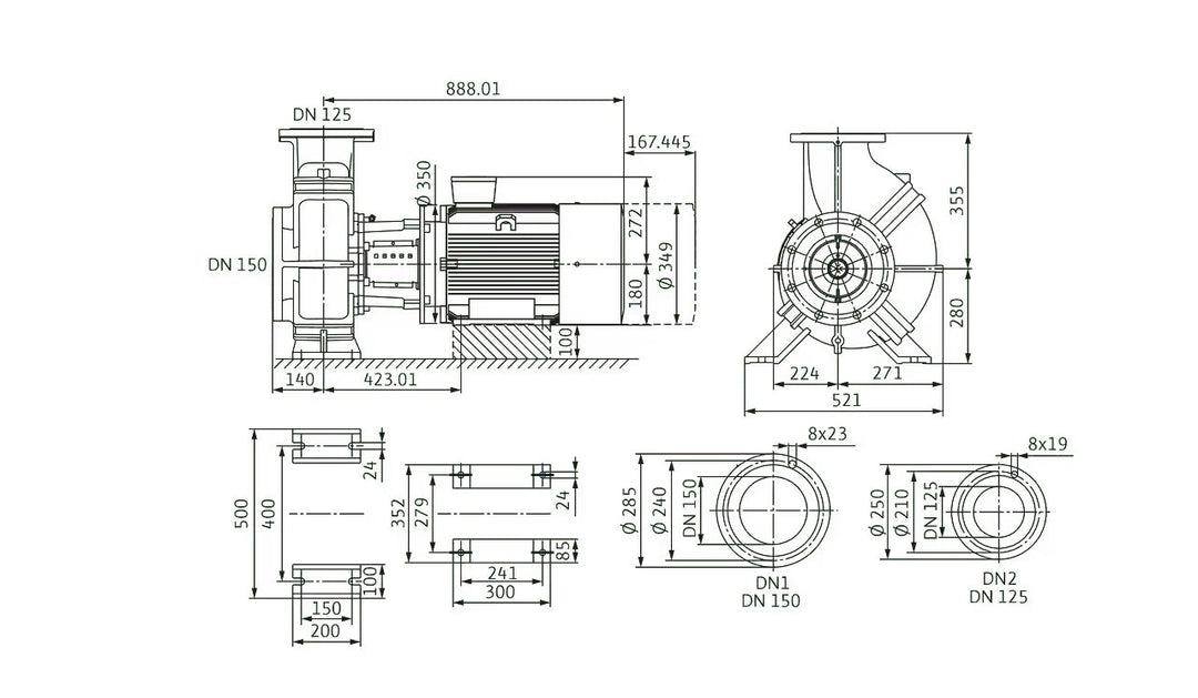 WILO Einstufige Trockenläufer-Kreiselpumpe Atmos GIGA-B 125/272-18,5/4 Art. 2160681