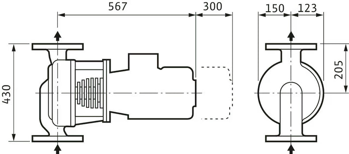 WILO Einstufige Trockenläufer-Kreiselpumpe VeroLine-IPH-W 80/140-4/2 Art. 2121289