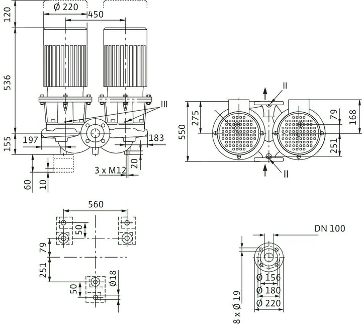 WILO Einstufigen Trockenläufer-Kreiselpumpe CronoTwin-DL 100/200-3/4 Art. 2120973