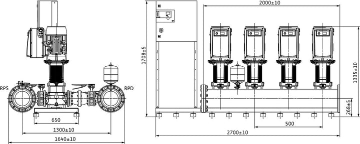 WILO Kompakt-Druckerhöhungsanlage Comfort-Vario COR-4 MVIE 7002/SCe (3~400 V, 50/60 Hz) Art. 2552088