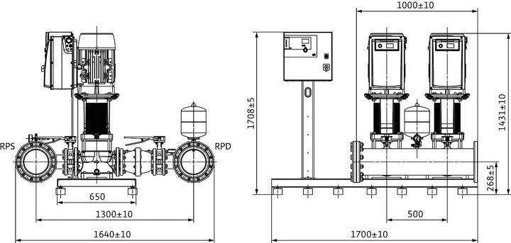 WILO Kompakt-Druckerhöhungsanlage Comfort-Vario COR-2 MVIE 7003/1/SCe (3~380/400/460 V, 50/60 Hz) Art. 2552081