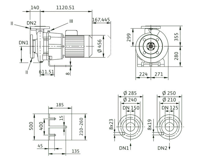WILO Einstufige Trockenläufer-Kreiselpumpe Atmos GIGA-B 125/305-37/4-P6 Art. 2160678