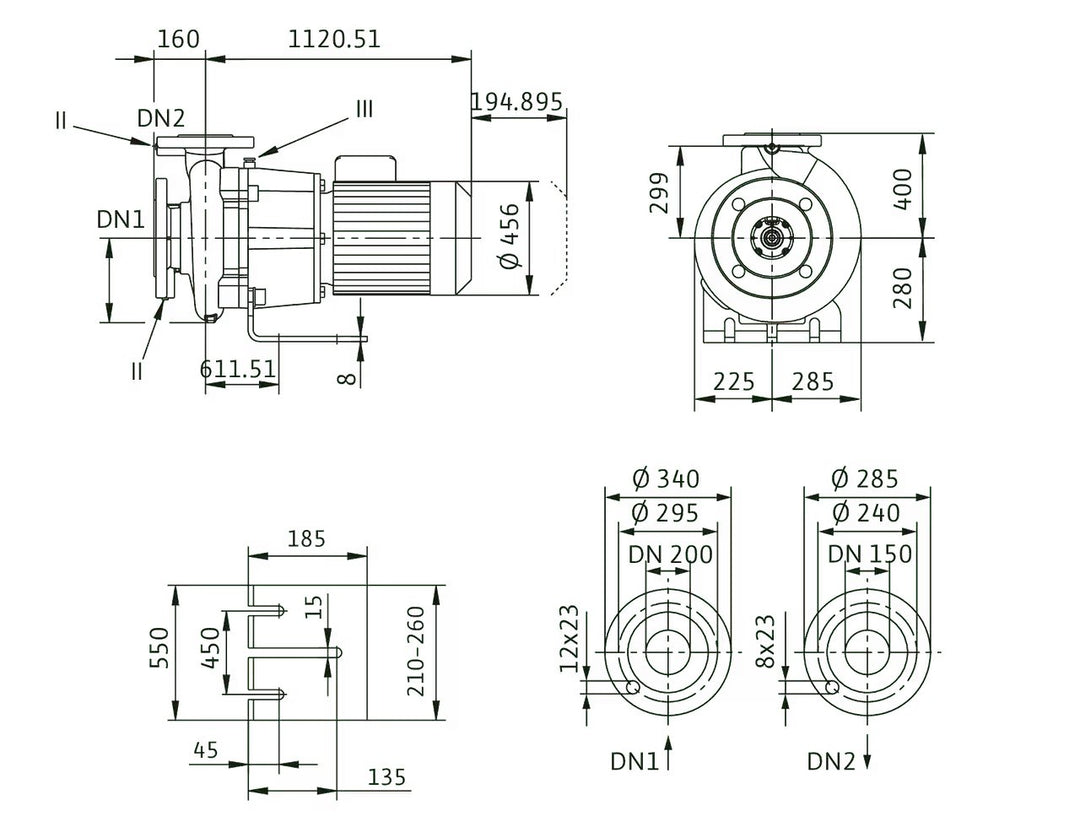WILO Einstufige Trockenläufer-Kreiselpumpe Atmos GIGA-B 150/295-37/4-P6 Art. 2160691