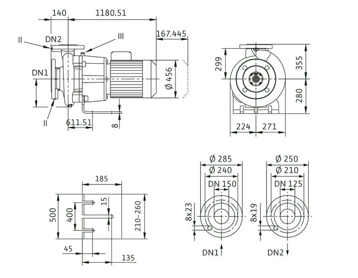 WILO Einstufige Trockenläufer-Kreiselpumpe Atmos GIGA-B 125/315-45/4-P6 Art. 2160677
