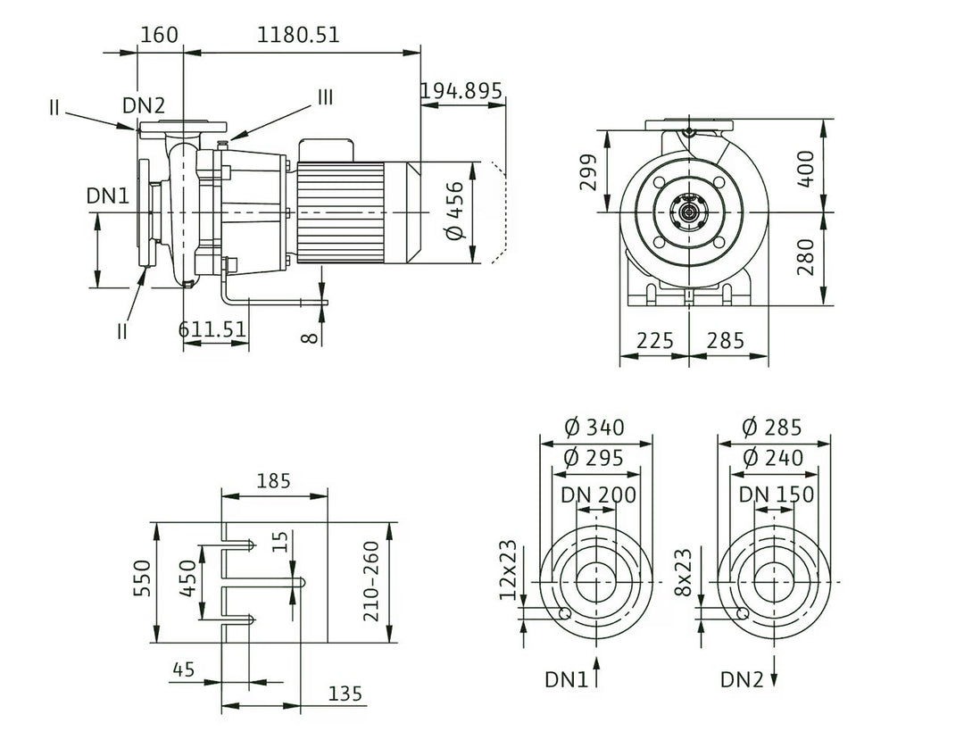 WILO Einstufige Trockenläufer-Kreiselpumpe Atmos GIGA-B 150/305-45/4-P6 Art. 2160690