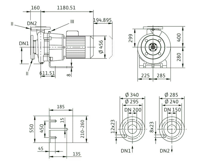 WILO Einstufige Trockenläufer-Kreiselpumpe Atmos GIGA-B 150/305-45/4-P6 Art. 2160690