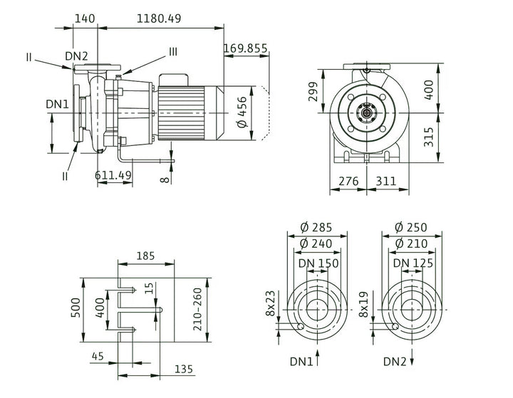 WILO Einstufige Trockenläufer-Kreiselpumpe Atmos GIGA-B 125/370-45/4-P6 Art. 2160686