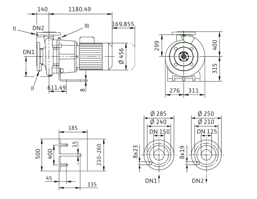 WILO Einstufige Trockenläufer-Kreiselpumpe Atmos GIGA-B 125/360-37/4-P6 Art. 2160687