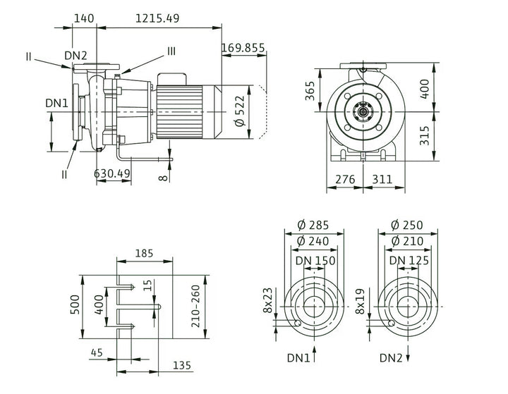 WILO Einstufige Trockenläufer-Kreiselpumpe Atmos GIGA-B 125/380-55/4-P6 Art. 2160685