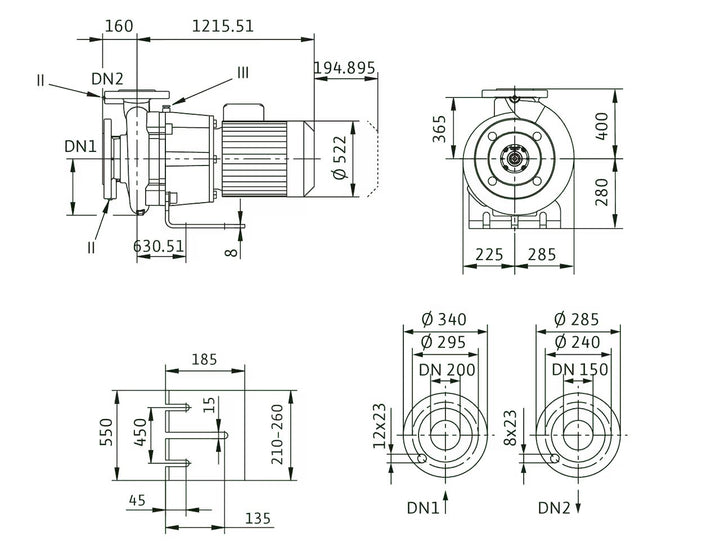 WILO Einstufige Trockenläufer-Kreiselpumpe Atmos GIGA-B 150/315-55/4-P6 Art. 2160689