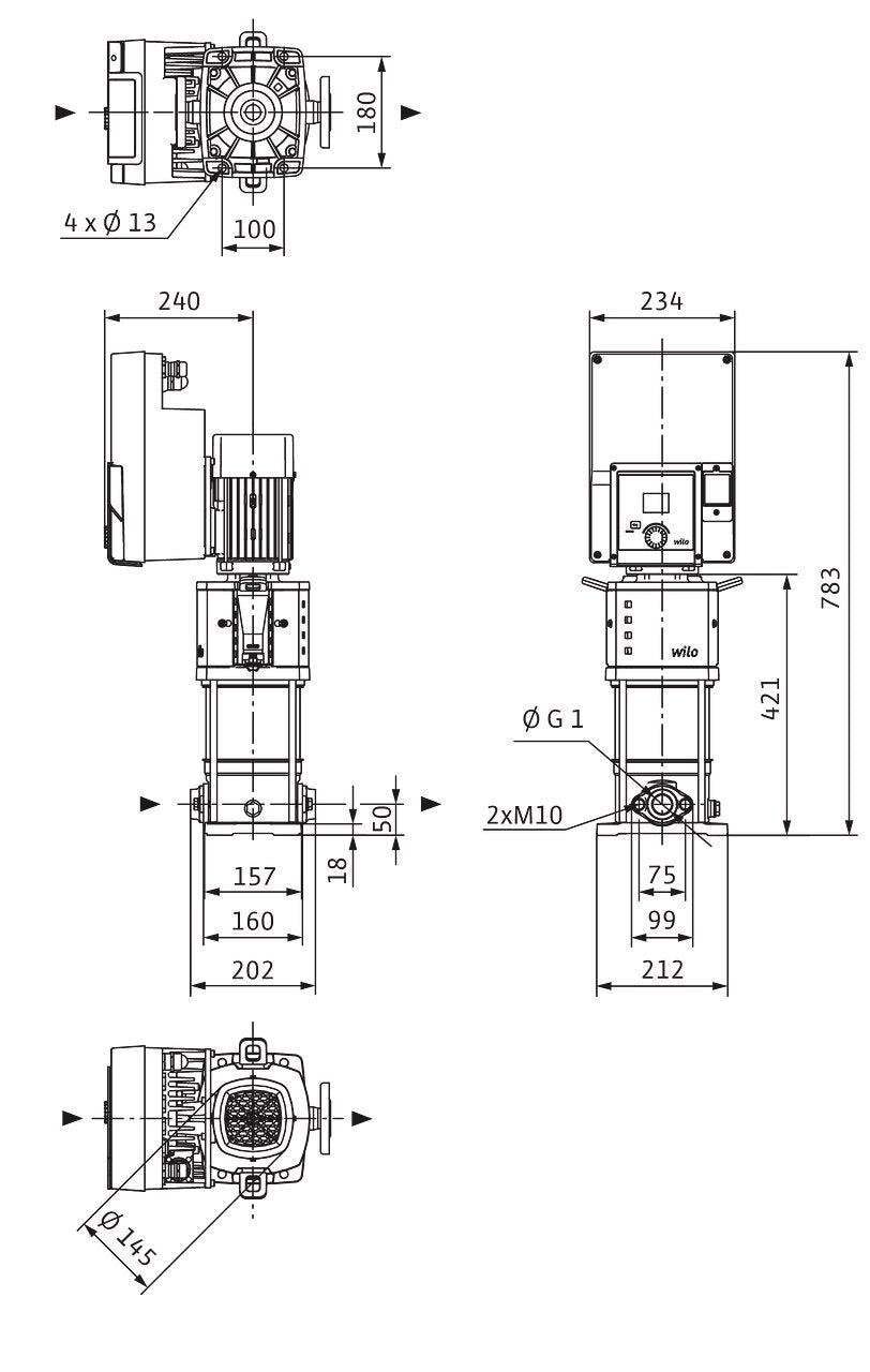 WILO Hochdruck-Kreiselpumpe Helix2.0-VE404-1/16/E/KS/3 Art. 4250686