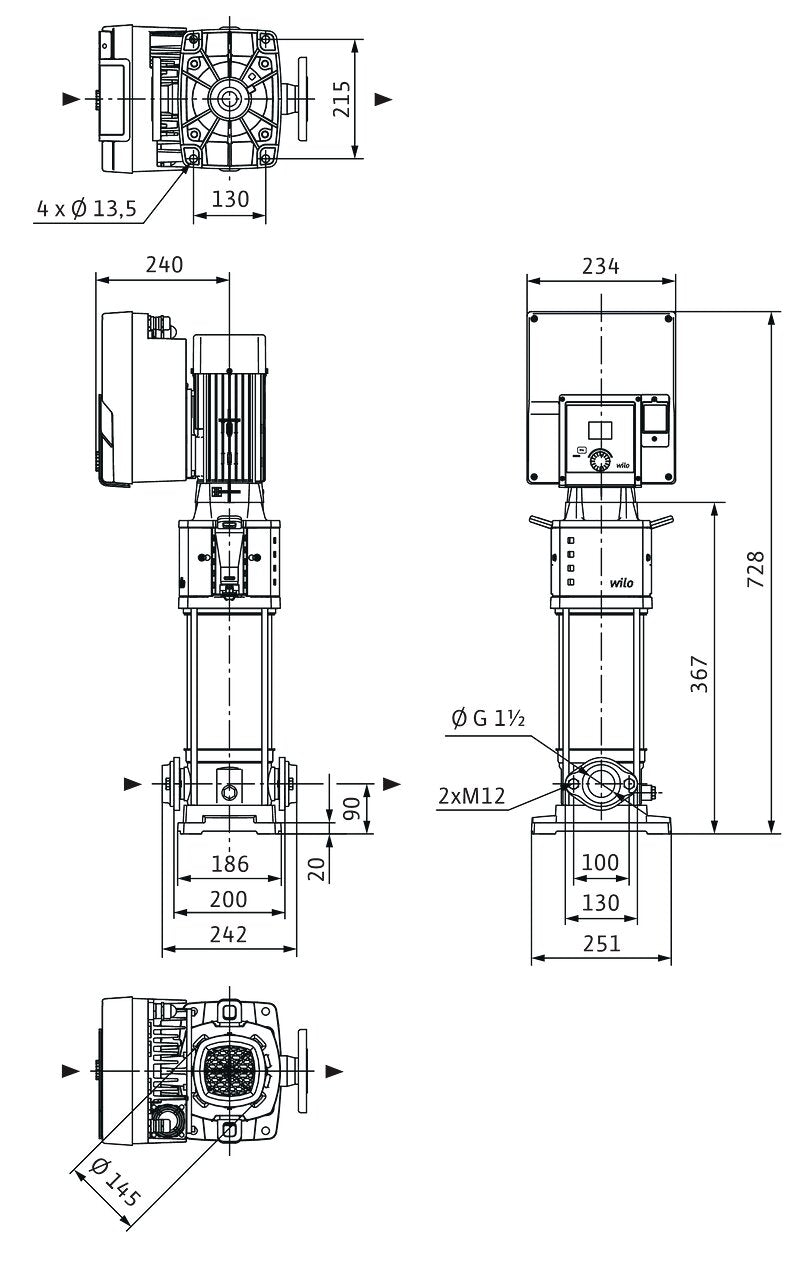 WILO Hochdruck-Kreiselpumpe Helix2.0-VE1002-1/16/E/S/3 Art. 4250781