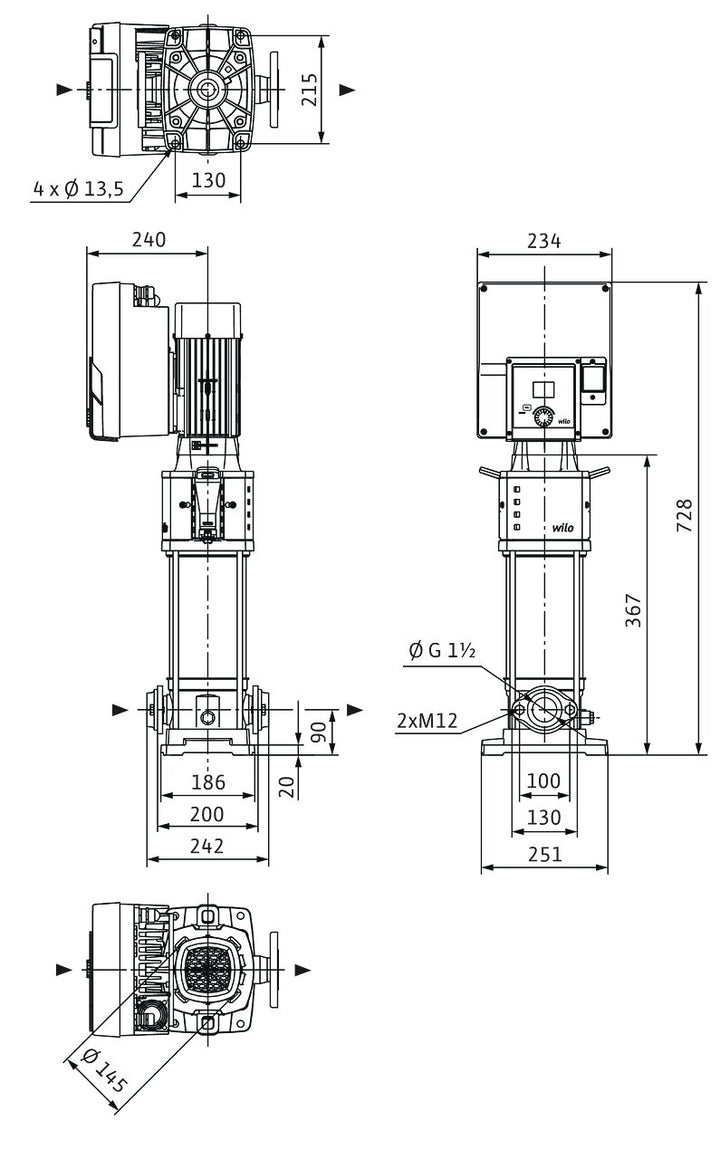 WILO Hochdruck-Kreiselpumpe Helix2.0-VE1002-1/16/E/S/3 Art. 4250781