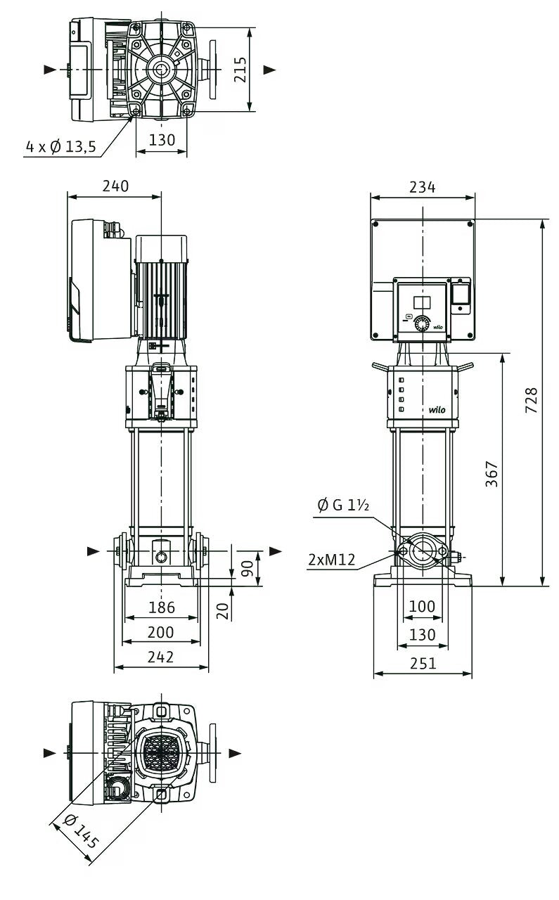 WILO Hochdruck-Kreiselpumpe Helix2.0-VE1001-1/16/E/S/3 Art. 4250777
