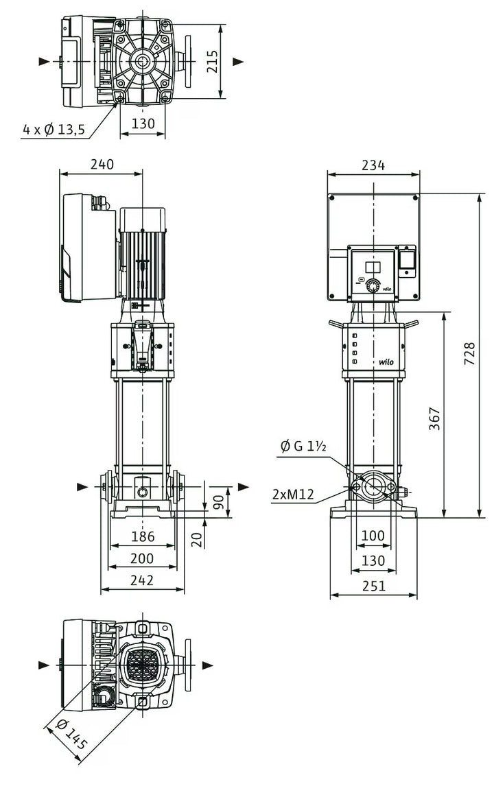 WILO Hochdruck-Kreiselpumpe Helix2.0-VE1001-1/16/E/S/3 Art. 4250777