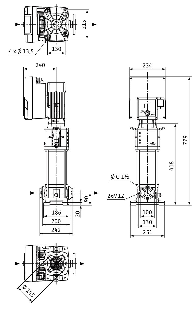 WILO Hochdruck-Kreiselpumpe Helix2.0-VE1002-1/16/E/KS/3 Art. 4250779