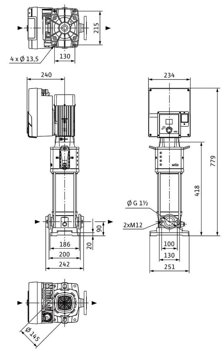 WILO Hochdruck-Kreiselpumpe Helix2.0-VE1002-1/16/E/KS/3 Art. 4250779