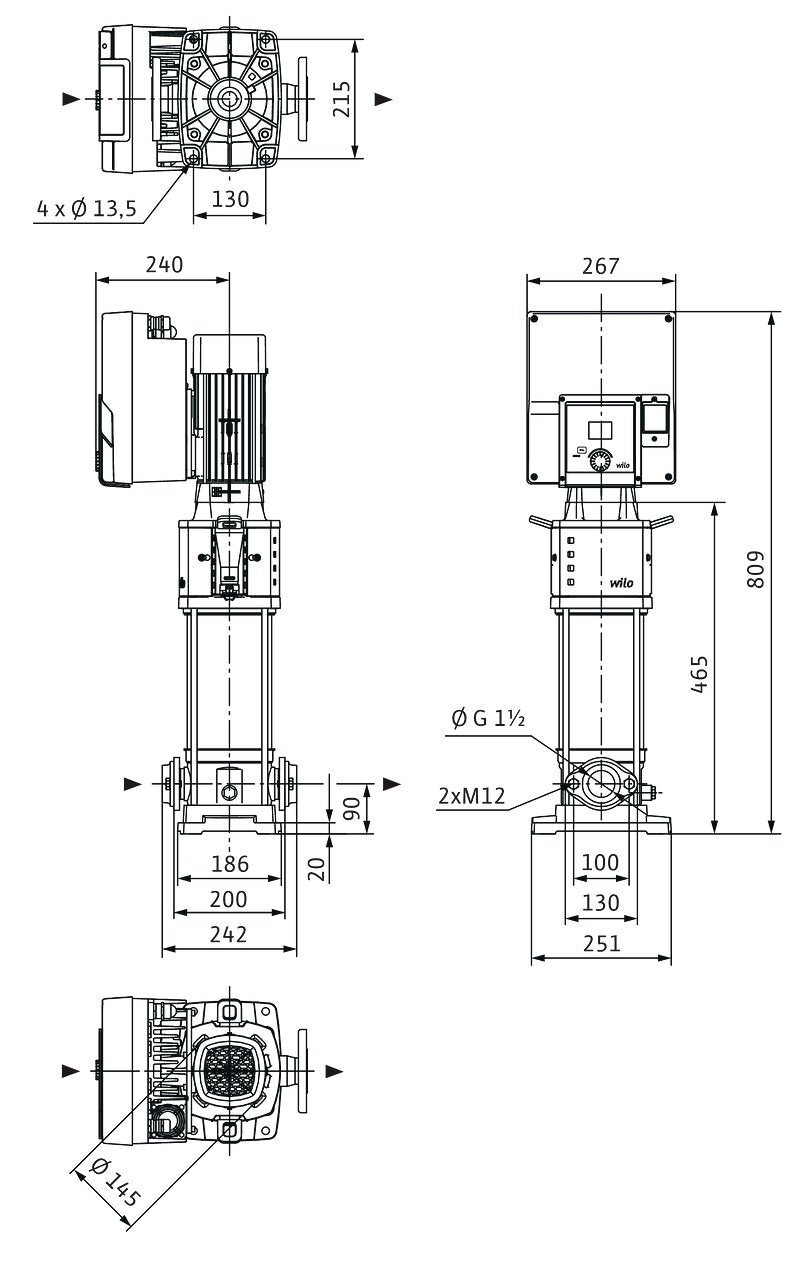 WILO Hochdruck-Kreiselpumpe Helix2.0-VE1003-1/16/E/KS/3 Art. 4250785
