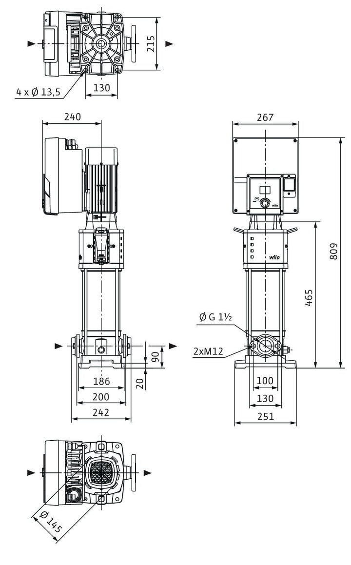 WILO Hochdruck-Kreiselpumpe Helix2.0-VE1003-1/16/E/KS/3 Art. 4250785