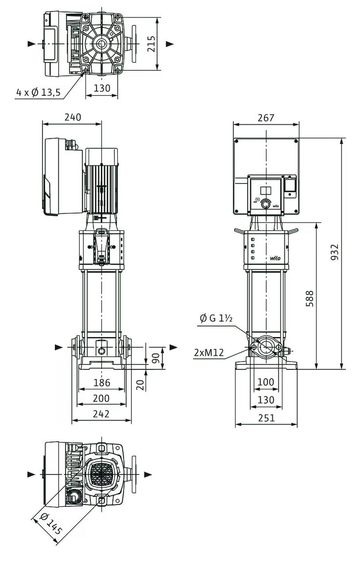 WILO Hochdruck-Kreiselpumpe Helix2.0-VE1006-1/16/E/KS/3 Art. 4250804